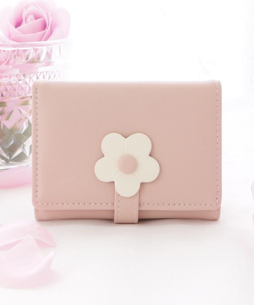 Lace Ladies 財布 デイジーモチーフ付きコンパクト三つ折り