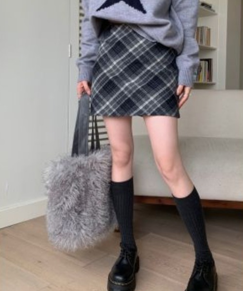 LACーVERT スカート 裏地パンツ付きチェックスカート : ZOZOTOWN
