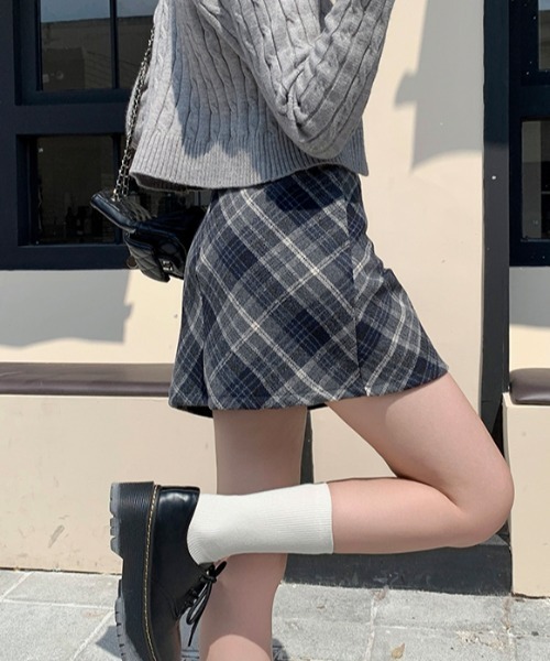 2点合計　スカート　パンツ LACーVERT スカート 裏地パンツ付きチェックスカート : ZOZOTOWN