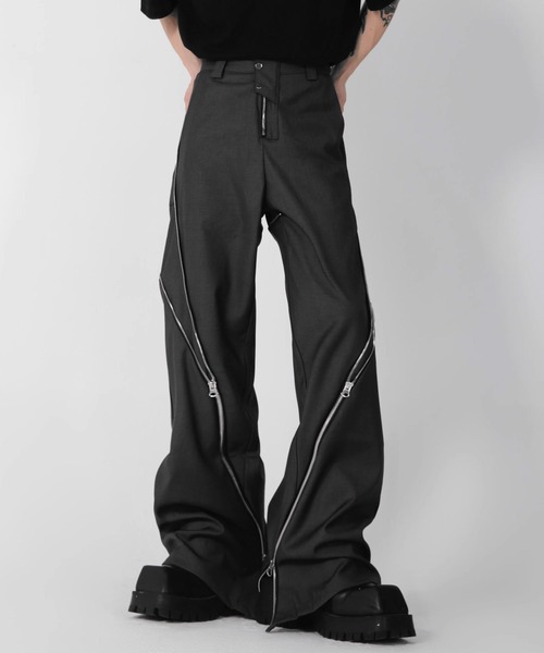 Theater code スラックス zipper design slacks/ジッパー