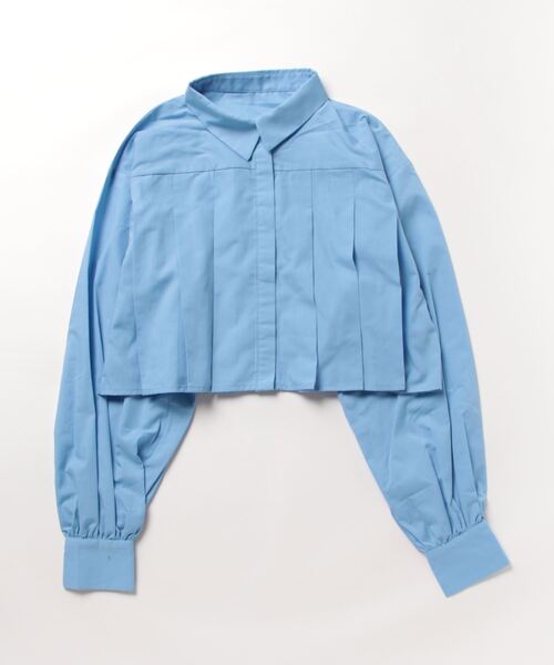 ブラウス シャツ ブロードボリュームフルスリーブクロップドブラウス レディース STYLEBLOCK ブラウス シャツ ブロードボリュームスリーブ