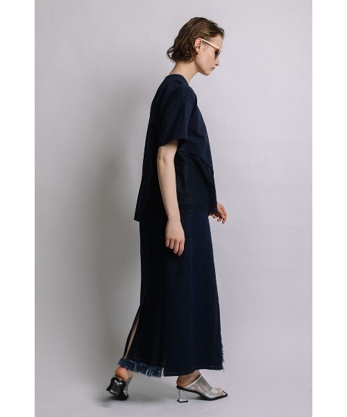 AULA AILA tシャツ メッシュコンビネーションアシンメトリーT