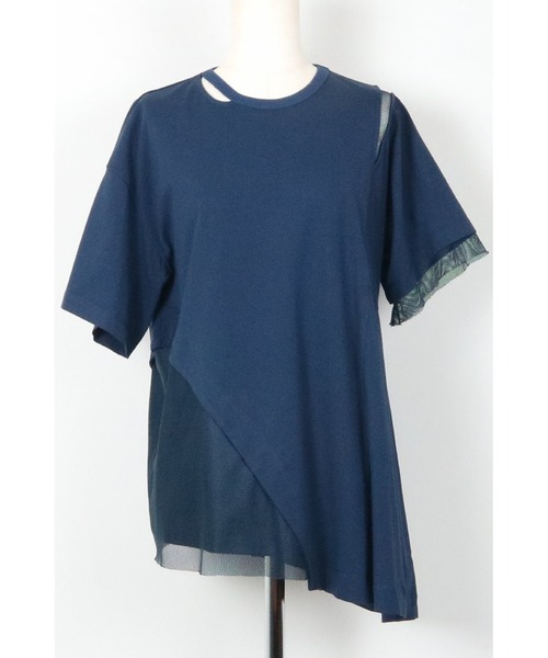 AULA AILA tシャツ メッシュコンビネーションアシンメトリーT