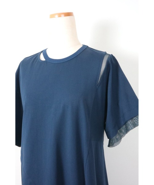 AULA AILA tシャツ メッシュコンビネーションアシンメトリーT
