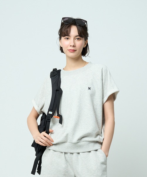 トレーナー スウェット 「Hurley:ハーレー」W TERRY ICON BACK OPEN SS　レディーススウェットTシャツ レディース