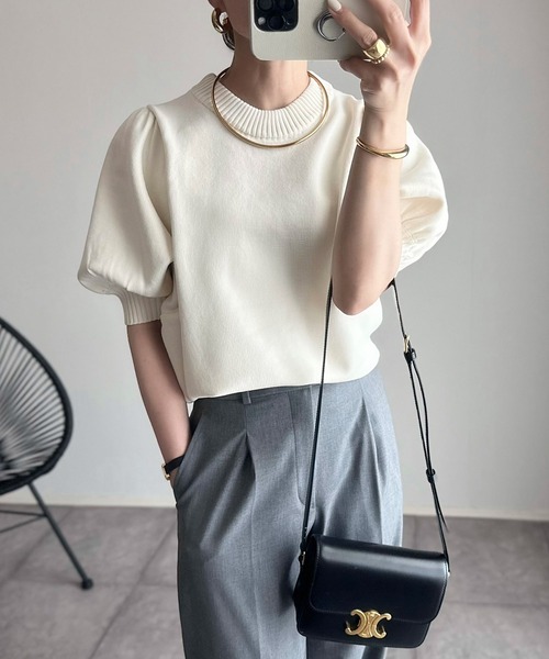 andme（アンドミー） ニット セーター ボリューム袖ニットトップス