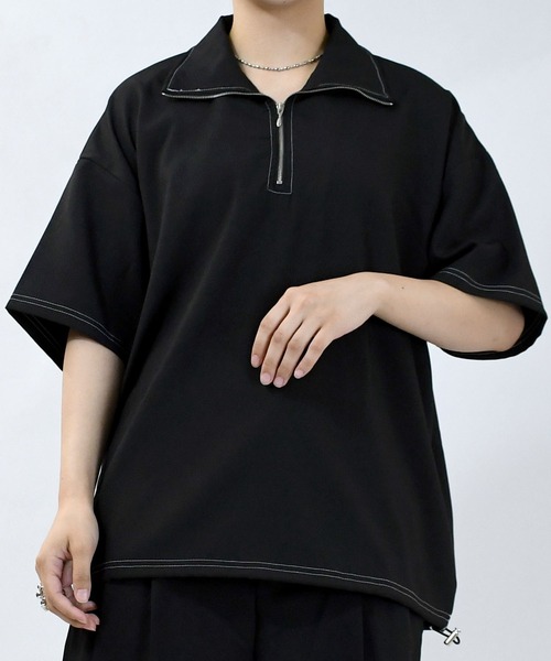【原価ぶっ壊し割引】オーバーサイズ スウェットシャツ HECT】Big Panel Switching Half Zip Sweatshirt / ビッグ