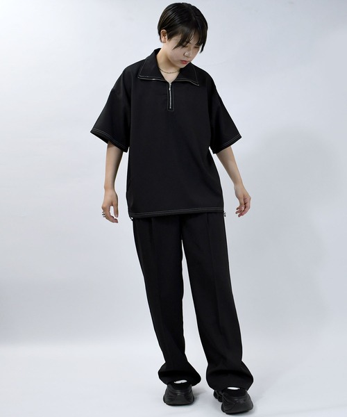 Starting Over シャツ oversize half zip stitching shirt