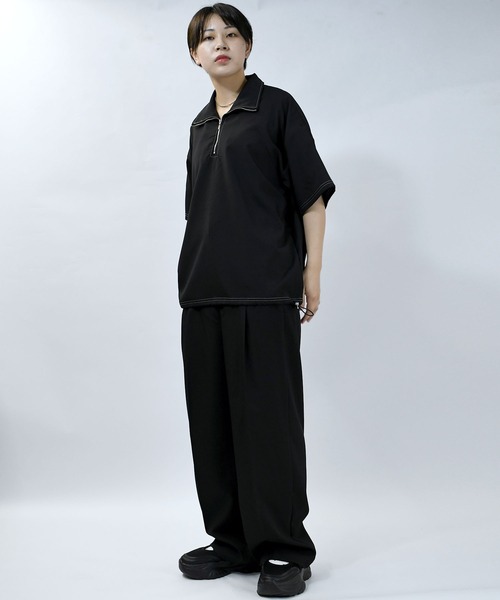 Starting Over シャツ oversize half zip stitching shirt