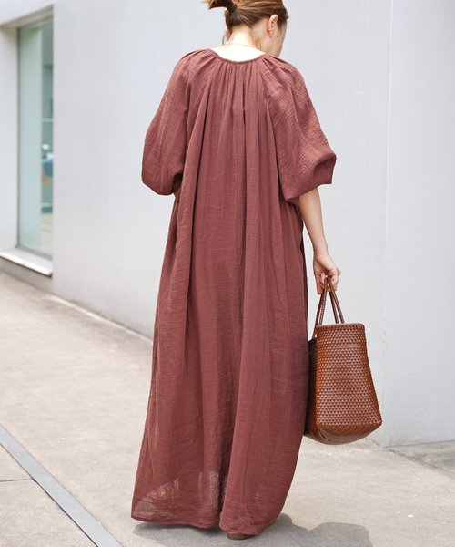 ドゥーズィエムクラス　 Organic Cotton ドレス　ブラウン ドゥーズィエムクラス Royal Organic Cotton ドレス ブラウン