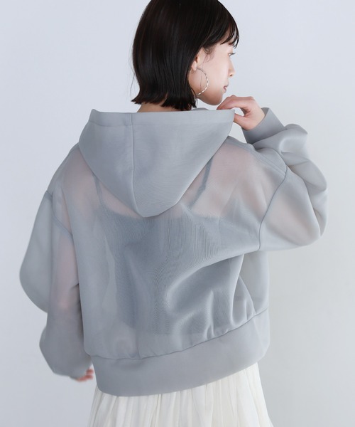 shetila パーカー シアーニュアンスダンボール クロップド