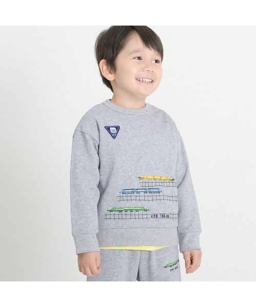 KP BOY セットアップ 電車刺しゅうミニ裏毛上下セット(80〜120