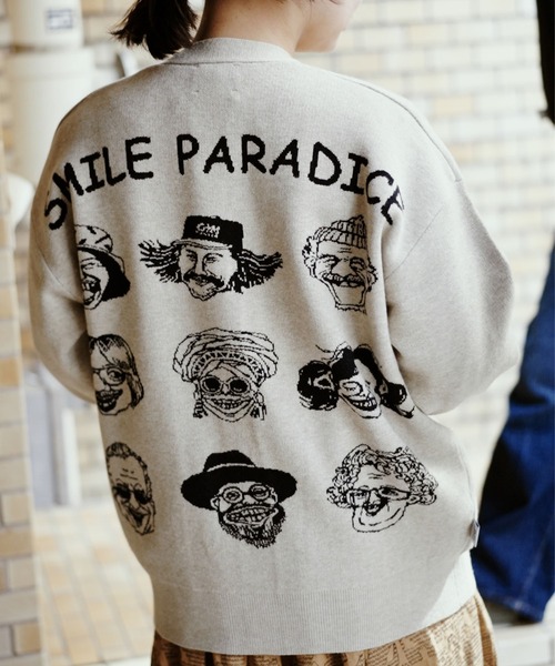 gym master（ジムマスター） カーディガン ジャガードニットSMILE