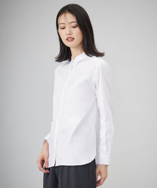 ブラウス シャツ 「洗える」PINオックス ボタンダウン シャツ レディース