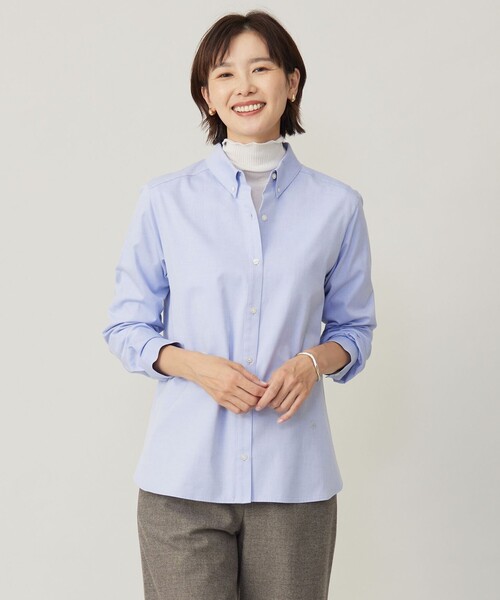 ブラウス シャツ 「洗える」PINオックス ボタンダウン レディース