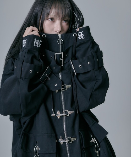 パーカー 「REFLEM/レフレム」ベルト付きハイネックZIPパーカー/ジップ 