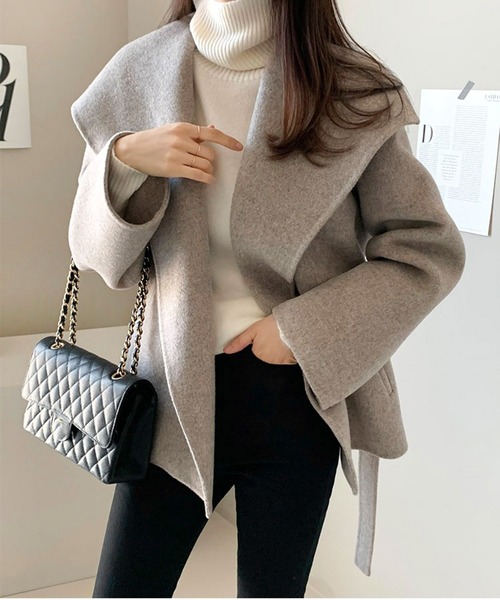 レディースウール調コート セーラー襟 ミディ 韓国系 s5689 I_am アウター sailor collar midi coat / セーラーカラーミディ