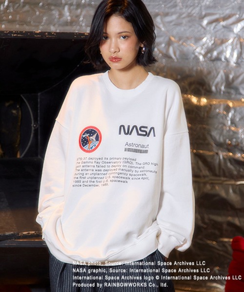 (ナサ) NASA オフィシャル商品 レディース Insignia ロゴ 長袖 スウェットシャツ トレーナー BI2191 (ヘザーグレー) nasaトレーナー（レディースファッション） | ファッション の