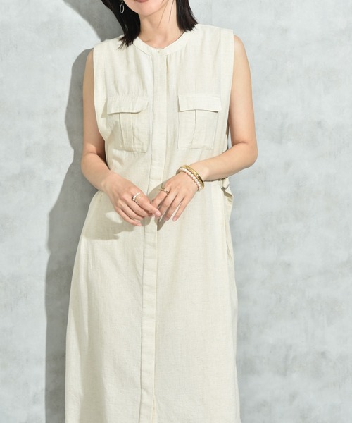 INTERPLANET（インタープラネット） ワンピース 綿麻ウォッシュ切替