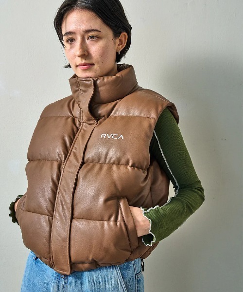 ベスト ジレ RVCA レディース RVCA ECO LEATHER PUF ベスト/ルーカエコレザーベスト レディース