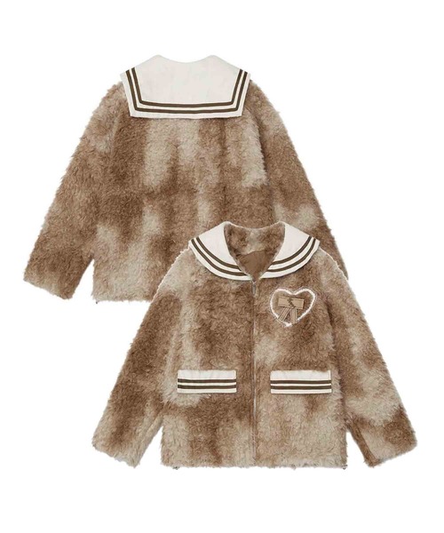 コート アウター 「HOOK」for girls セーラー襟フェイクシープ