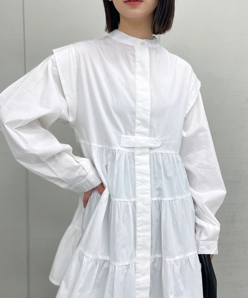 spiritoso ブラウス シャツ ティアードフレアチュニック