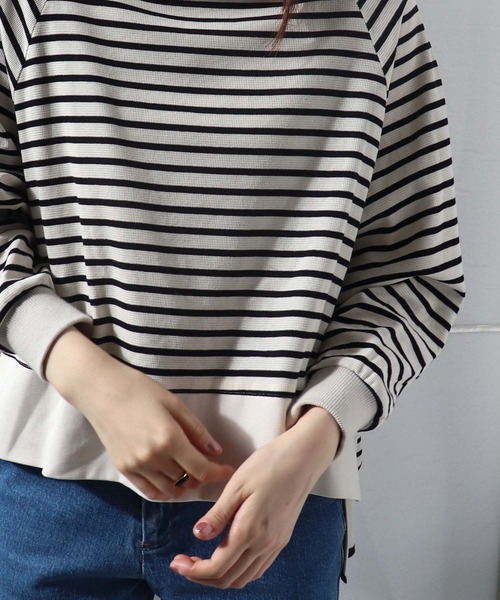 tシャツ ボーダーフレアトップス レディース Jines tシャツ ボーダーフレアトップス レディース : ZOZOTOWN