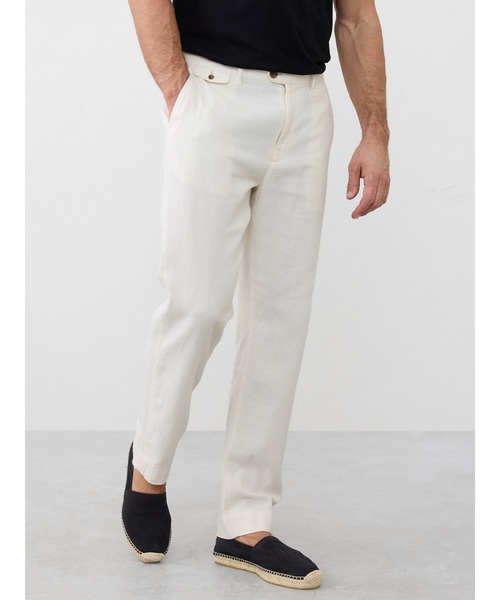banana republic リネンスラックス セール】プリーツ コットンリネン ブレンド スーツパンツ