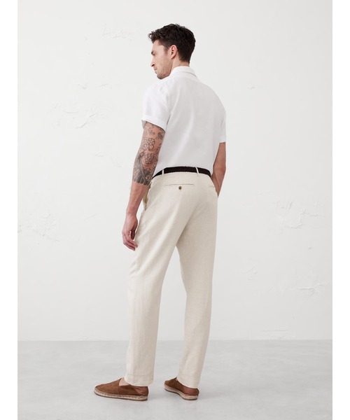 【新品未使用】バナナリパブリック　ストレートチノパン31/30　ベージュ BANANA REPUBLIC パンツ FACTORY STORE リネンブレンド スリム