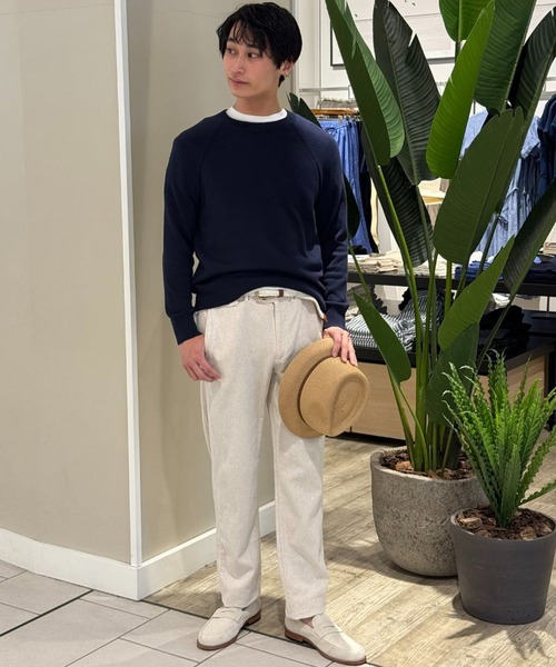 banana republic リネンスラックス セール】プリーツ コットンリネン ブレンド スーツパンツ