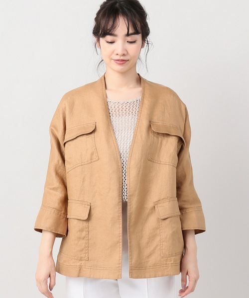 NOBLE ノーカラージャケット38 NOBLE 「NOBLE」 ノーカラージャケット 38 キャメル レディース