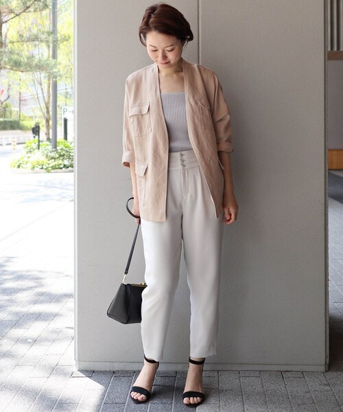 NOBLE ノーカラージャケット38 NOBLE 「NOBLE」 ノーカラージャケット 38 キャメル レディース