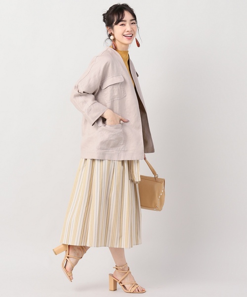 NOBLE ノーカラージャケット38 NOBLE 「NOBLE」 ノーカラージャケット 38 ベージュ レディース