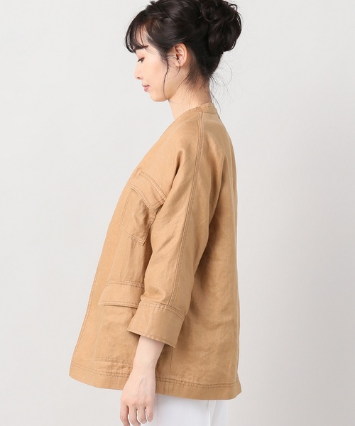 NOBLE ノーカラージャケット38 NOBLE 「NOBLE」 ノーカラージャケット 38 キャメル レディース
