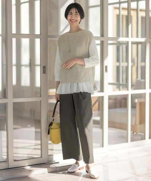 ベスト ジレ 「洗える」Linen Cotton Vest  ニット ベスト レディース J.PRESS ベスト ジレ 「洗える」Linen Cotton Vest ニット