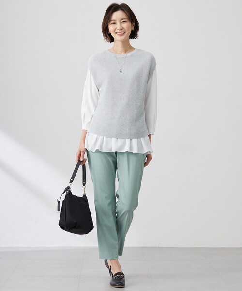 ベスト ジレ 「洗える」Linen Cotton Vest  ニット ベスト レディース J.PRESS ベスト ジレ 「洗える」Linen Cotton Vest ニット