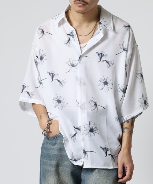 SUGGESTION シャツ Print short-sleeved shirt / 総柄半袖シャツ