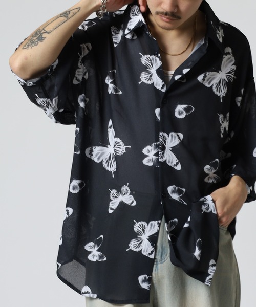 SUGGESTION シャツ Print short-sleeved shirt / 総柄半袖シャツ