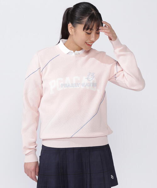 PEARLY GATES　 ニットクルーネックセーター セール】【PEARLY GATES】ストライプ クルーネックニットプル