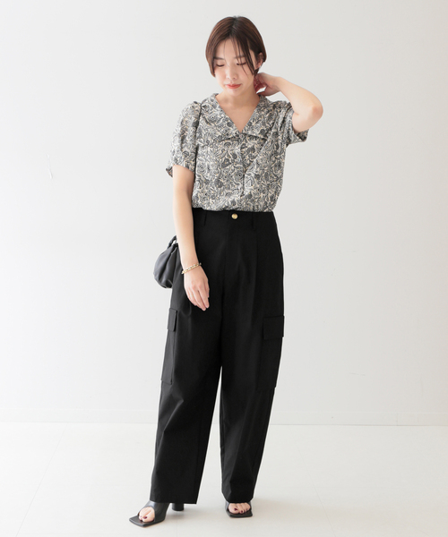 「journal standard L'essage」 半袖ブラウス FREE ブラック レディース journal standard L'essage 「journal L'essage」 半袖ブラウス