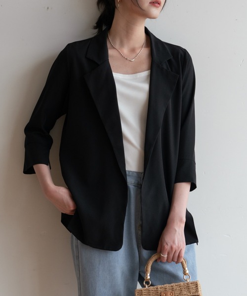 美品　N. 1.5万円　ダブル ブレスト ジャケット 薄手　冷房対策　日焼対策 ジャケット テーラードジャケット 「4色展開」夏の冷房・UV対策