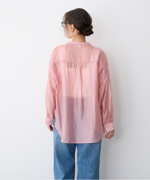 ブラウス シャツ 「anyfee/プラスサイズ」シアーバンドカラーシャツ レディース | anyfee | 19