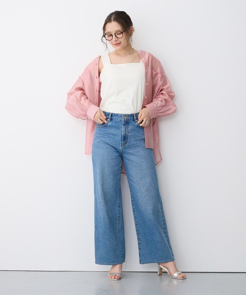 ブラウス シャツ 「anyfee/プラスサイズ」シアーバンドカラーシャツ レディース | anyfee | 20