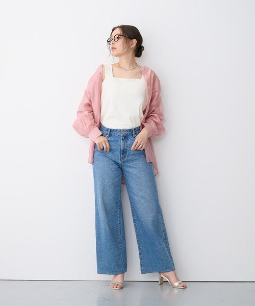 ブラウス シャツ 「anyfee/プラスサイズ」シアーバンドカラーシャツ レディース | anyfee | 21