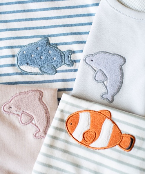 mocmof（モクモフ） ベビー服 ロンパース 水族館 アップリケ