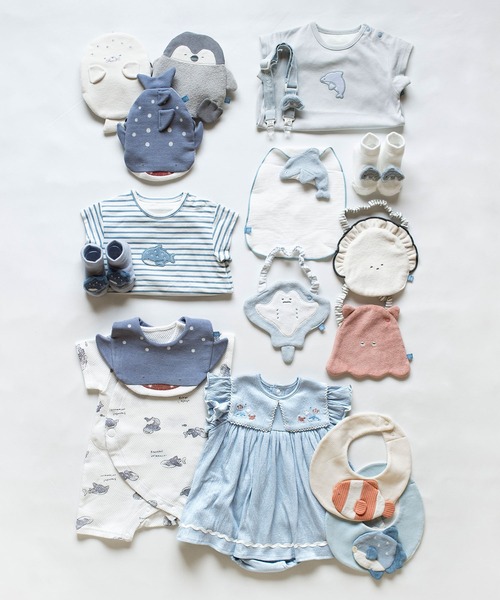 mocmof（モクモフ） ベビー服 ロンパース 水族館 アップリケ