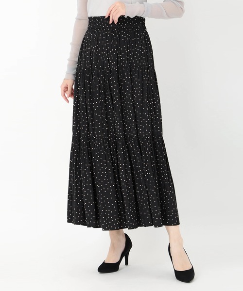 【美品】STRAWBERRY FIELDS 総シルク　ティアードスカートSILK 美品】STRAWBERRY FIELDS 総シルク ティアードスカートSILK