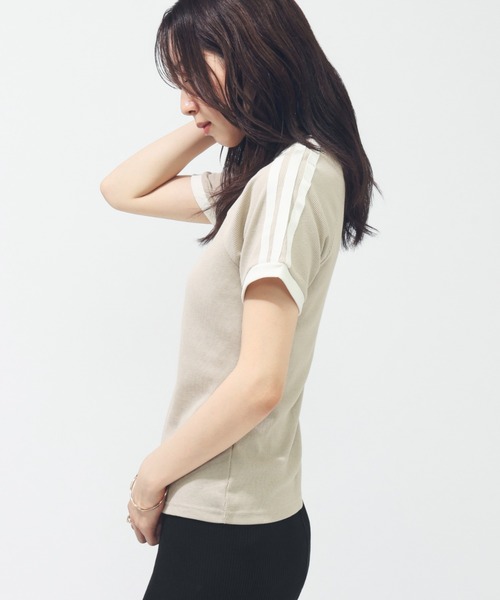 本物美品☆アディダス ワッフル半袖Tシャツ アイボリーベージュホワイト白黒M adidas tシャツ アディダス W LUX CA ワッフルTシャツ AP