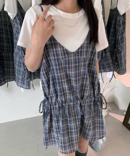 gossip!ロサンゼルス tシャツ Y2K チェック柄 チュニック