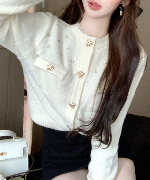 「Riff」 ニットカーディガン FREE サックスブルー レディース_画像2